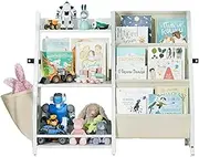 MEMOCASTLE Iron Living Room 3-Layer Kids Shelf: 80x30x75cm Space-Saving Design - Metal Frame, Fabric Pockets for Study & Children's Rooms