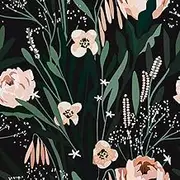 VaryPaper Floral Peel and Stick Wallpaper Black Green Pink Floral Wallpaper 17.7''x315'' Floral Contact Paper Decorative Removable Self Adhesive Floral Wall Paper Roll for Bedroom Bathroom Cabinets