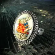 White Rabbit Alice in Wonderland Handmade Adjustable Ring