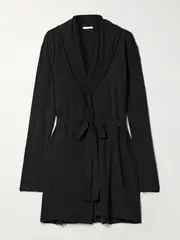 [Skin] Skin - Belted Organic Pima Cotton-jersey Robe - Black - 2 2 Black