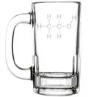 12oz Beer Mug Stein Glass Alcohol Molecule Science Geek Nerd