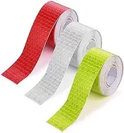 DACUAN Reflective Stickers, 3 Rolls Warning Car Safety Reflective Stickers Waterproof, Night Safety Stickers, Reflective Tape for Trailer Bicycles Clothing Silver, Red, Yellow