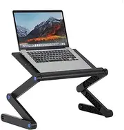 Laptop Stand Adjustable Laptop Table Bed Tray Cooling Pad, Lightweight Aluminum, Portable Folding Laptop Stand Adjustable Height Computer Desk(Panel Size 53 * 29cm, Stretch Size 5 * 60cm)