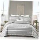 Boho Quilt King Size Bedding Set - 100% Cotton Grey Bohemian Bedspread King