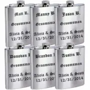 Wedding Flasks for Groomsmen, Set of 6 with Funnels