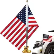 Anley USA Car Flag & Flagpole with Air Suction Mount - Outdoor Suction Cup Style Flag Pole for Car, Truck, Boat and Vehicle with American Flag (Set of 1)