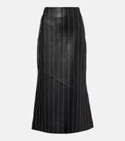[Victoria Beckham] Victoria Beckham Embroidered leather midi skirt AU 14 black