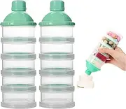 Manwetye 2 PCS 5 Layers Baby Milk Powder Dispenser, Milk Powder Pots,Formula Dispenser Portable Milk Powder Formula Dispenser Container Pot Box Milk Cans Snack Storage Box for Travel (Green+Green)