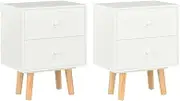 Bedroom Table Bedside Cabinets 2 pcs White 40x30x50 cm Solid Pinewood