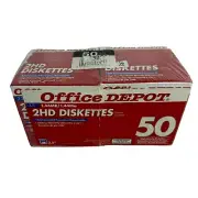 Sealed Office Depot 2HD Diskettes 3.5" 1.44MB IBM Formatted 50 Pack