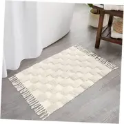 Boho Checkered Tufted Rug - 2x3 Small Rug Hallway Runner Washable 2'x3' Beige