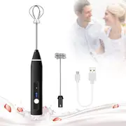 Danoz Direct - Black Rechargeable Electric Milk Frother Handheld (3 Speeds)