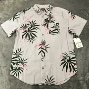 Billabong Hawaiian Shirt Mens Small Light Purple Button Up Short Sleeve NEW