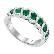 14k White Gold Round Emerald Diamond Outline Band 1 Cttw