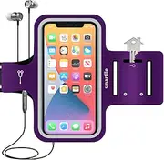 smartlle Phone Armband Running Workout Holder for iPhone Xs Max, XR, 8,7,6s Plus, Samsung Galaxy S10+/ Note 9, Pixel, Fitness Gym Sports Gear-Purple