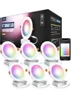 Amico 6 Pack 6 Inch Smart LED Recessed Lighting WiFi Canless Downlight RGB