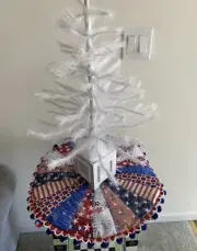 4th Of July Tree Skirt 20” Patchwork Americana Tree Skirt Table Top Embroidery