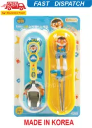 Edison Kids POLICE Pororo Chopstick STAINLESS & Spoon & Case Right Hand Korea