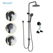 Decaura 9" Rain Shower Head Sliding Rail Set Dual Hose with Mixer Tap Black WELS