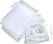 Puppy Concepts Pure Colour Organza Bag Pouch Sheer Wedding Gift Party Candy Jewellery Packaging (White #1 9 x 12 cm 25 pcs)