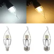 E14 E12 E27 7W 60 SMD 3014 LED White Warm White Glass Candle Lamp Bulb Non-Dimmable AC 85-265V E12 WHITE
