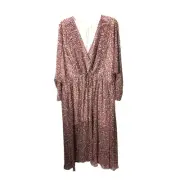 Ted Baker Vally Surplice V-Neck Drawstring Waist Print Midi Dress Size 12 NWT