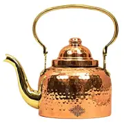 Copper Hammered Tea Kettle Pot Inside Tin (Brown)