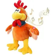 15 Inch Musical Squawking Chicken Toy Singing Waving Rooster Electronic Interactive Plush Toy Electric Stuffed Animal Toy