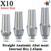 10x Dental Fixture Straight Adapter Head Int Hex 2.42mm 1-4mm Titanium