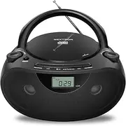 Portable Bluetooth CD Player with AM/FM Radio Stereo Sound System, CD/MP3/WMA Playback, USB and AUX Ports, Headphone Jack, LCD Display, AC/DC Works