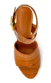 [Studio Amelia] Allegra Croc-Effect Leather Sandals