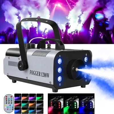 1200W 6LED RGB Portable Auto Cycle Smoke Fog Machine Remote Wedding Party Stage