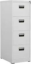 vidaXL Steel Filing Cabinet - Light Grey 4-Drawer Office Cabinet with Lock and Removable Hanging Bars for Legal/A4 Files