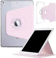 DMaos for iPad 9 8 7 (10.2'') Case, iPad Air-3 (10.5'') DMaos for iPad Pro-2 (10.5'') Case, Magnetic Detachable Smart Cover, 360° Rotation Foldable Stand - Pink