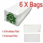 6 Bag & 2 Filter For Miele Bolero S7260 Cat & Dog S7280, 07805130 Vacuum Cleaner