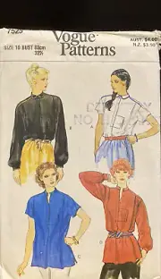 Vogue Patterns 7525 Size 10 Missess’ Blouse