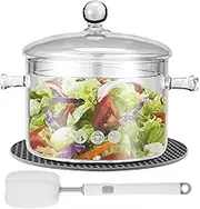 1300/1900ml Clear Cooking Pot with Lid Non Stick Glass Simmer Pot Heat Resistant Stovetop Pan Cookware Set for Cooking Pasta Noodle Soup Milk(1900ML)