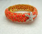 KENNETH J LANE KJL NEPTUNE'S STARFISH CORAL BANGLE CUFF BRACELET NEW STUNNING