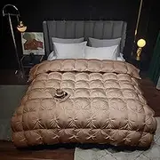 JYHCD Twin Winter Down Alternative Comforter - Quilted Duvet Insert with Corner Tabs All-Season - Luxury Hotel Comforter - Soft and Breathable - Brown - 180x220cm- 3.5kg