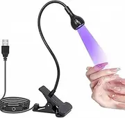 Corigly UV Nail Lamp - 3W Nail Dryer with Securing Clip Rotatable for Curing Gel Polish, Gooseneck Mini LED Nail Polish Lights for Manicure Curing Light for Salon, Black