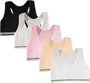 [FUIPVGI] Pack of 5 Girls' Sports Bra Bustier Cotton Bustier Girls Without Underwire Teens U-Shaped Back Underwear Strappy Top Bra Kids Underwear
