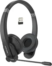zolyet 2.4GHz Wirel Headphones Call Center Earphone On Ear Headset with ENC Noise Reduction Microphone Adjustable Headband Control Black
