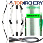 Archery 66" Takedown Recurve Bow & 12pcs ARROWS for Beginner Teenagers Practice