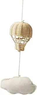 TENOL Rattan Hot Air Balloon Cloud Ornament Home Decoration,Toy,Handcrafted,Woven Pendant Baby Mobile for Crib for Kids Room Babies, 1 Cloud
