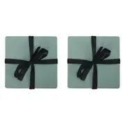 8pc Annabel Trends Coaster/Placemat Set Square Recycled Leather 10x10cm Sage