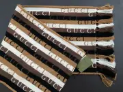 GUCCI striped Wool Scarf White Brown Black
