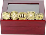 5PCS Fantasy Football Rings Championship Rings Collection Championship Trophy Gift Box Ring Display Box