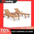 sunlounger teak wood adjustable outdoor patio 2 pcs side table brown 1437