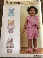 BUTTERICK #B6904 - GIRLS SUMMER DRESS - ROMPER & PANTIES PATTERN NB-XLG FF