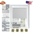 No Drill Cordless Blackout Roller Shades 28x72 - Elegant Grey Window Blinds